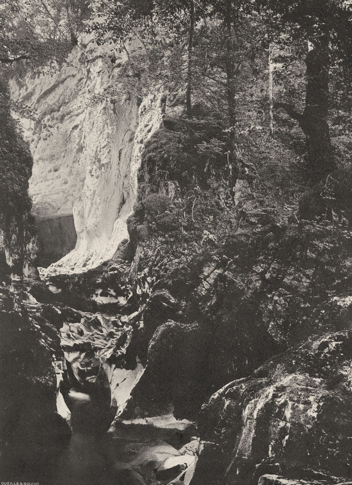 JURA. Cascade des Planches-en-Montagne- La Langouette 1905 old antique print